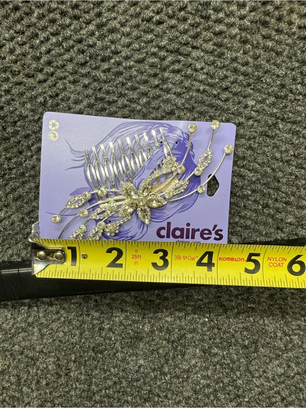 claire's Silver Rhinestone Floral Hair Comb